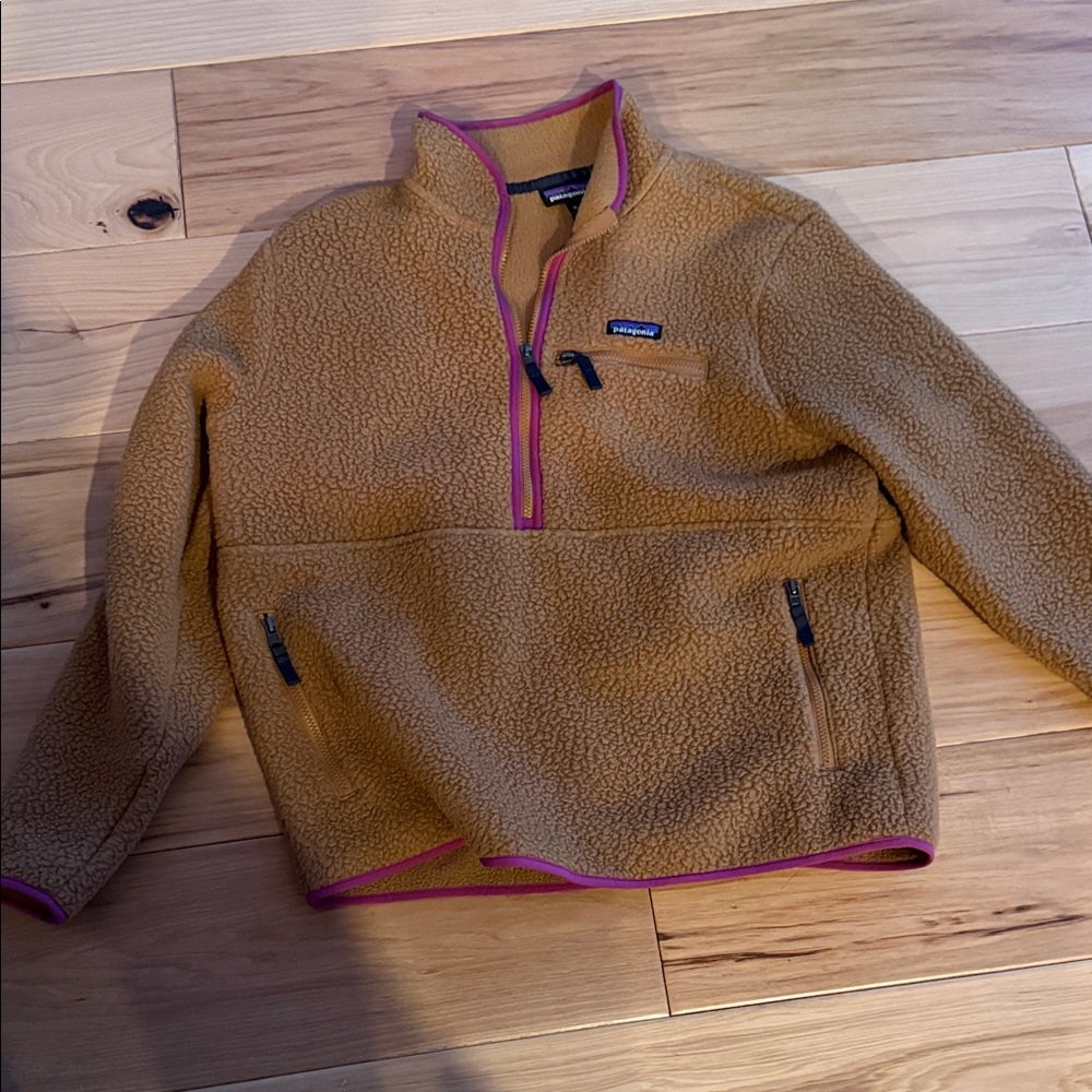 Patagonia Brown Fleece Jacket with Purple Trim